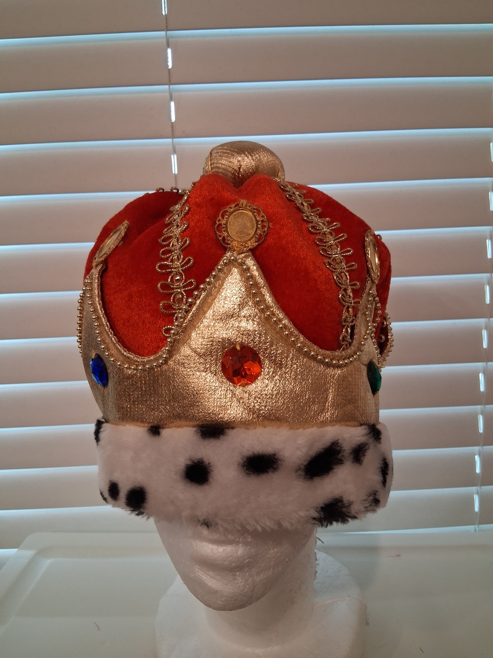 Plush Royal Crown Hat - Red and Gold
